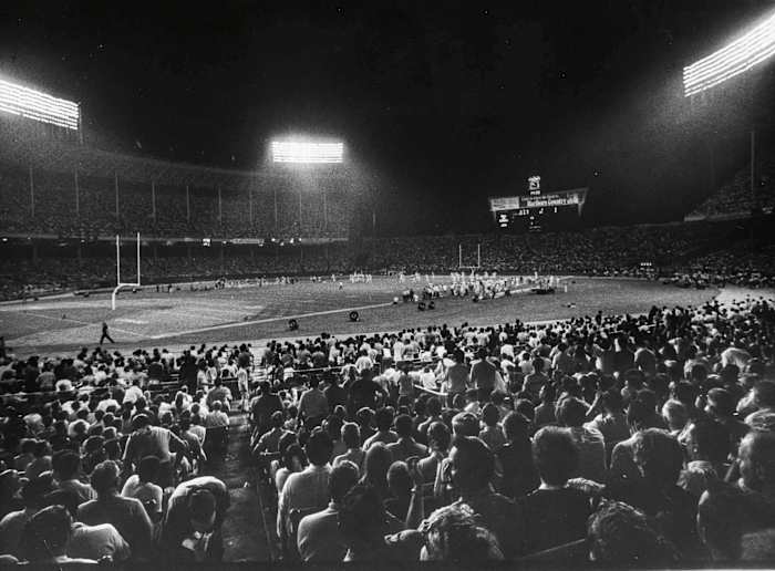 More than 85,000 fans packed Cleveland Stadium on Sept. 21, 1970, for the MNF debut.